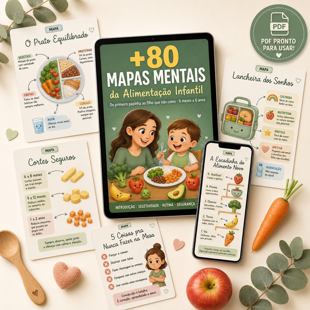 Mockup +80 Mapas Mentais da Alimentação Infantil