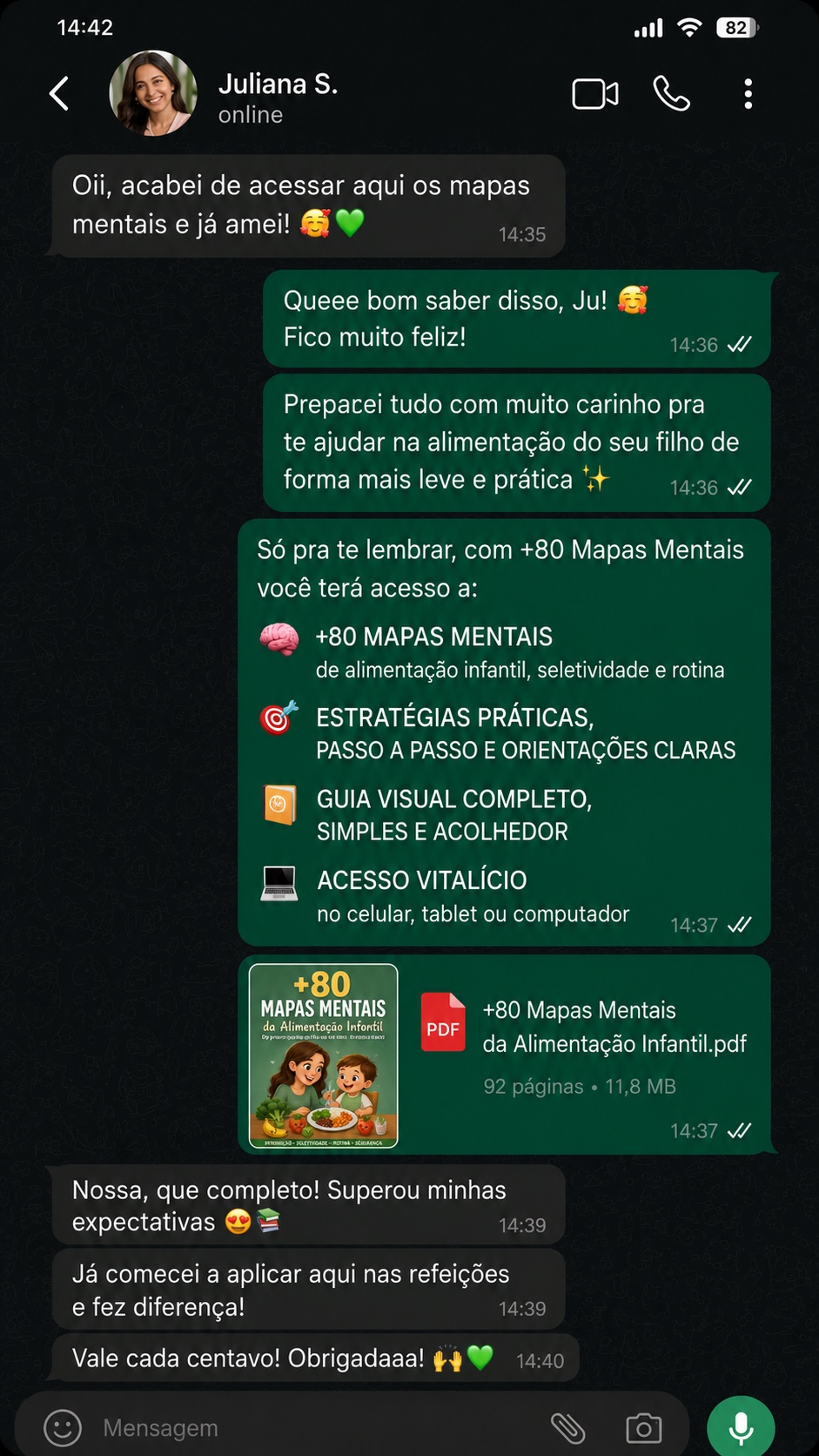 Depoimento de mãe no WhatsApp