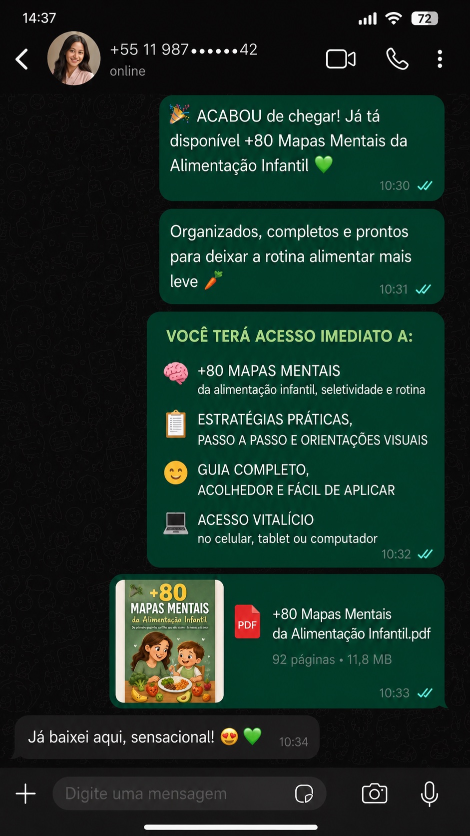 Depoimento de mãe no WhatsApp